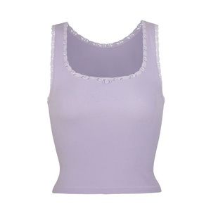 SKIMS Lace Pointelle Tank and Boxer SET Lavendar